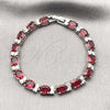 Rhodium Gold Filled Tennis Bracelet, Cluster Design, with Ruby and White Cubic Zirconia, Polished, Rhodium Finish, 03.206.0004.16.07 (06 MM Thickness, 7 Inches Length)