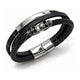 Stainless Steel Fancy Bracelet, Skull Design, Black Leather Finish, Steel Finish, 03.462.0003.09 (22 MM Thickness, 9 Inches Length)