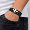 Stainless Steel Fancy Bracelet, Cross Design, Polished, Steel Finish, 03.462.0005.09 (24 MM Thickness, 9 Inches Length)
