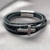 Stainless Steel Fancy Bracelet, Cross Design, Polished, Steel Finish, 03.462.0005.09 (24 MM Thickness, 9 Inches Length)