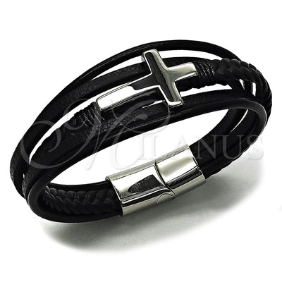 Stainless Steel Fancy Bracelet, Cross Design, Polished, Steel Finish, 03.462.0005.09 (24 MM Thickness, 9 Inches for wholesale, main product view