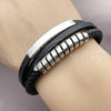 Stainless Steel Fancy Bracelet, Twist and Spiral Design, Black Leather Finish, Steel Finish, 03.462.0010.09 (21 MM Thickness, 9 Inches Length)
