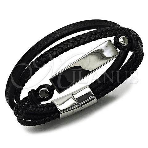 Stainless Steel Fancy Bracelet, Nameplate Design, Polished, Steel Finish, 03.462.0014.09 (21 MM Thickness, 9 Inches Length)