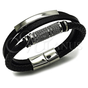 Stainless Steel Bracelet — Fancy Bracelet Nameplate and Miami Cuban Design Black — main product view — SKU 164745 | Acero Inoxidable brazalete — elegante Bracelet Nameplate and Miami Cuban diseño negro — SKU 164745
