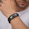Stainless Steel Fancy Bracelet, Lion Design, Black Leather Finish, Steel Finish, 03.462.0018.09 (24 MM Thickness, 9 Inches Length)