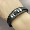 Stainless Steel Fancy Bracelet, Lion Design, Black Leather Finish, Steel Finish, 03.462.0018.09 (24 MM Thickness, 9 Inches Length)