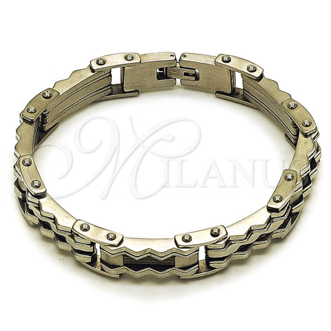 Stainless Steel Solid Bracelet, Polished, Steel Finish, 03.461.0001.09 (14 MM Thickness, 9 Inches Length)