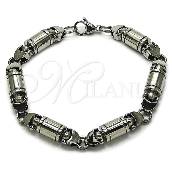 Stainless Steel Solid Bracelet, Polished, Steel Finish, 03.461.0002.1.09 (09 MM Thickness, 9 Inches Length)