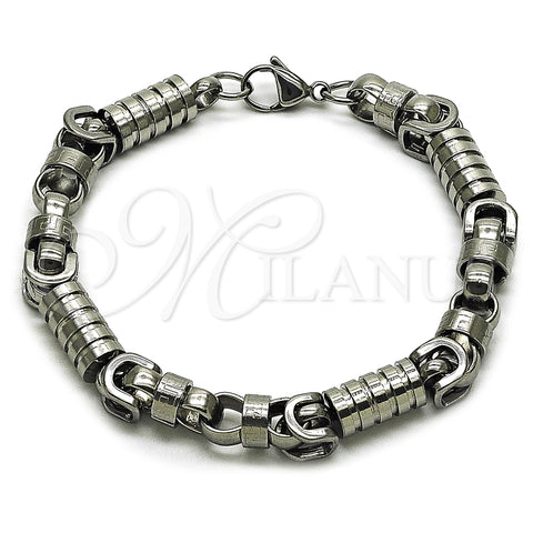 Stainless Steel Solid Bracelet, Polished, Steel Finish, 03.461.0003.09 (08 MM Thickness, 9 Inches Length)