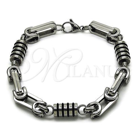 Stainless Steel Solid Bracelet, Polished, Steel Finish, 03.461.0004.09 (Thickness, 9 Inches Length)