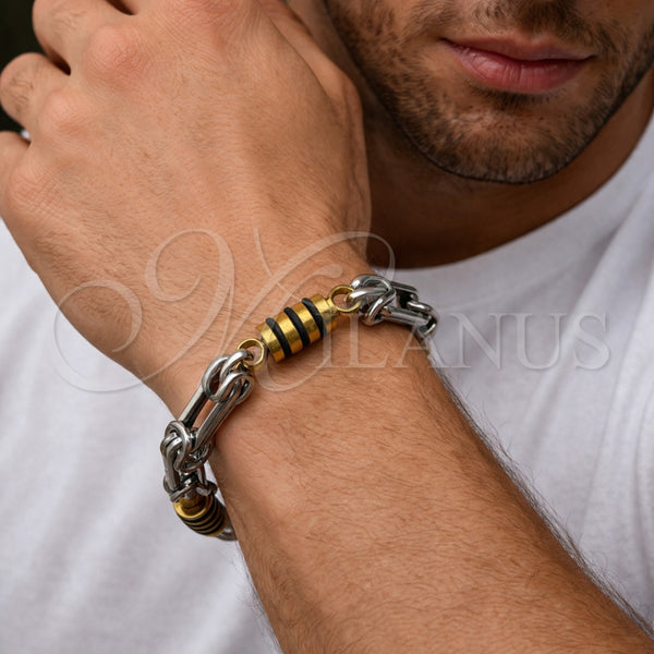 Stainless Steel Bracelet — Solid Bracelet Polished Two Tone 03. Thickness 9 — alternate product view — SKU 164757 | Acero Inoxidable brazalete — Solid Bracelet pulido Two Tone 03. Thickness 9 — SKU 164757