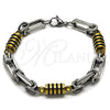 Stainless Steel Solid Bracelet, Polished, Two Tone, 03.461.0004.1.09 (Thickness, 9 Inches Length)
