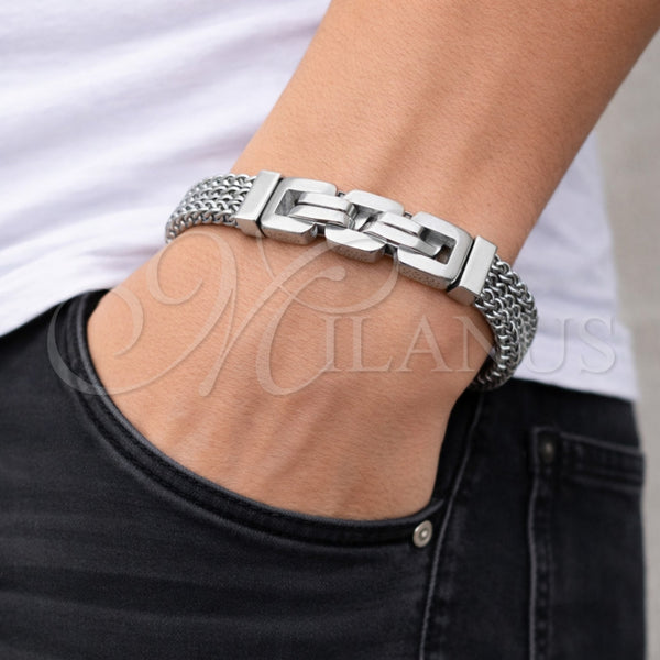Stainless Steel Bracelet — Solid Bracelet Square Franco Design Polished 03. Thickness — alternate product view — SKU 164758 | Acero Inoxidable brazalete — Solid Bracelet Square Franco diseño pulido 03. Thickness — SKU 164758