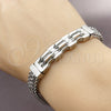 Stainless Steel Solid Bracelet, Square Franco Design, Polished, Steel Finish, 03.461.0005.09 (Thickness, 9 Inches Length)