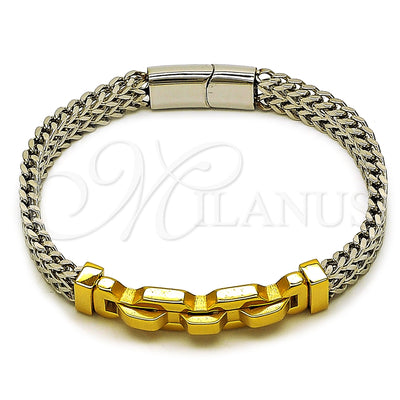 Stainless Steel Solid Bracelet, Square Franco Design, Polished, Two Tone, 03.461.0006.09 (Thickness, 9 Inches for wholesale, main product view