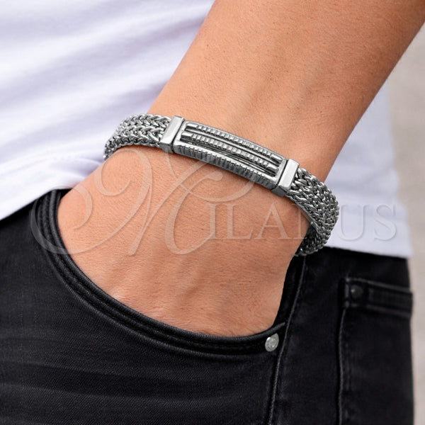 Stainless Steel Bracelet — Solid Bracelet Square Franco Design Polished 03. 10 — alternate product view — SKU 164760 | Acero Inoxidable brazalete — Solid Bracelet Square Franco diseño pulido 03. 10 — SKU 164760