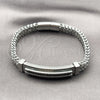 Stainless Steel Solid Bracelet, Square Franco Design, Polished, Steel Finish, 03.461.0007.09 (10 MM Thickness, 9 Inches Length)
