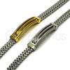 Stainless Steel Solid Bracelet, Square Franco Design, Polished, Steel Finish, 03.461.0007.09 (10 MM Thickness, 9 Inches Length)