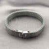 Stainless Steel Solid Bracelet, Polished, Steel Finish, 03.461.0008.09 (13 MM Thickness, 9 Inches Length)