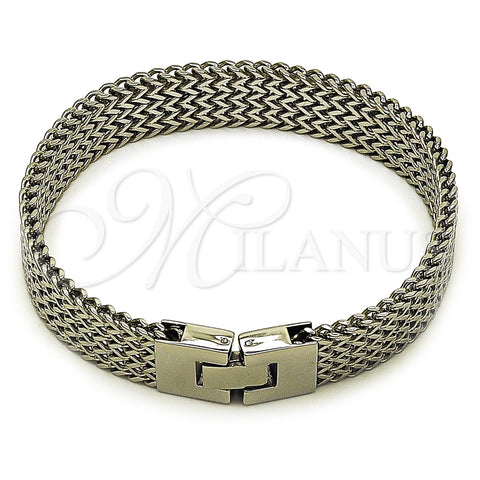 Stainless Steel Solid Bracelet, Polished, Steel Finish, 03.461.0008.09 (13 MM Thickness, 9 Inches Length)