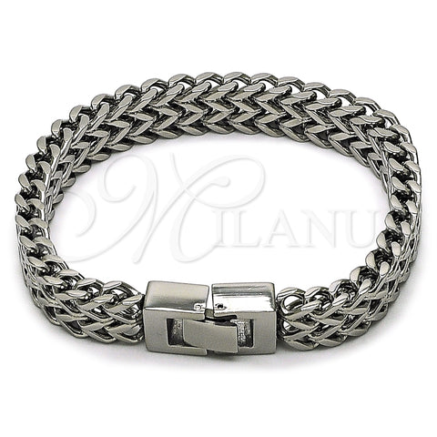 Stainless Steel Solid Bracelet, Polished, Steel Finish, 03.461.0010.09 (Thickness, 9 Inches Length)