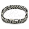 Stainless Steel Solid Bracelet, Polished, Steel Finish, 03.461.0010.09 (Thickness, 9 Inches Length)