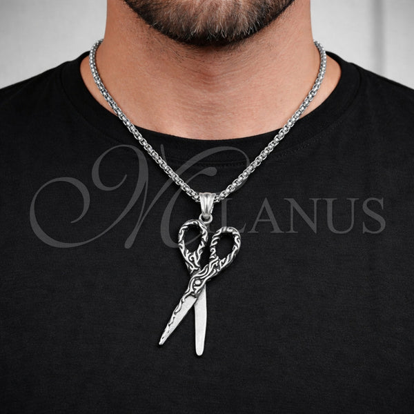 Stainless Steel Necklace — Pendant Necklace Box Design Polished 04. 03 MM — alternate product view — SKU 164765 | Acero Inoxidable collar — Pendant Necklace Box diseño pulido 04. 03 MM — SKU 164765