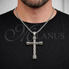 Stainless Steel Pendant Necklace, Box and Cross Design, Polished, Steel Finish, 04.461.0003.24 (03 MM Thickness, 24 Inches Length)
