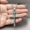 Stainless Steel Pendant Necklace, Box and Cross Design, Polished, Steel Finish, 04.461.0003.24 (03 MM Thickness, 24 Inches Length)