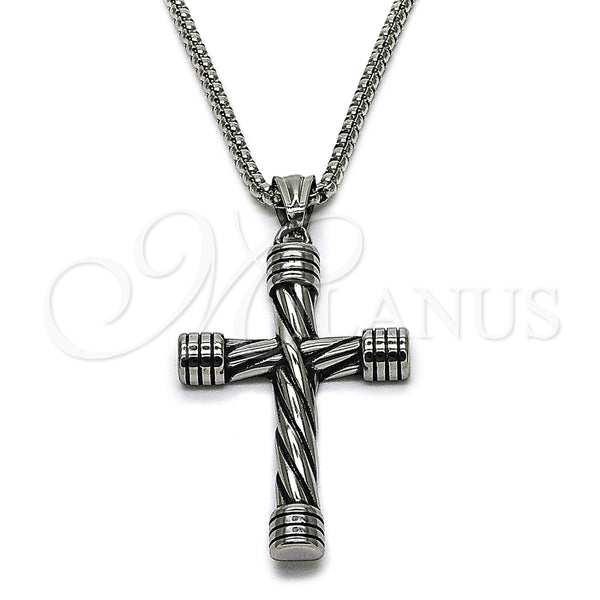 Stainless Steel Necklace — Pendant Necklace Box and Cross Design Polished 04. — main product view — SKU 164767 | Acero Inoxidable collar — Pendant Necklace Box and cruz diseño pulido 04. — SKU 164767