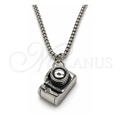 Stainless Steel Pendant Necklace, Polished, Steel Finish, 04.461.0004.24 (03 MM Thickness, 24 Inches Length)