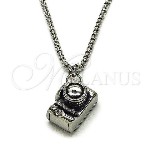 Stainless Steel Pendant Necklace, Polished, Steel Finish, 04.461.0004.24 (03 MM Thickness, 24 Inches Length)