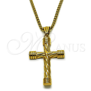 Stainless Steel Necklace — Pendant Necklace Box and Cross Design Polished 04. — main product view — SKU 164769 | Acero Inoxidable collar — Pendant Necklace Box and cruz diseño pulido 04. — SKU 164769