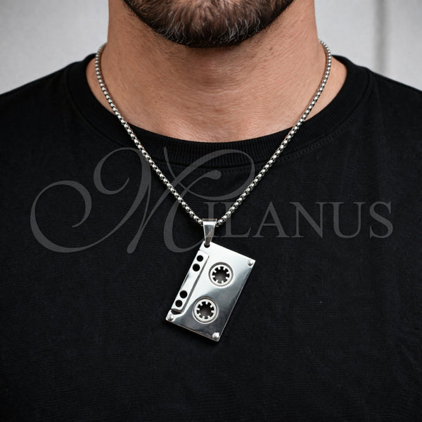 Stainless Steel Necklace — Pendant Necklace Box Design Polished 04. 03 MM — alternate product view — SKU 164770 | Acero Inoxidable collar — Pendant Necklace Box diseño pulido 04. 03 MM — SKU 164770