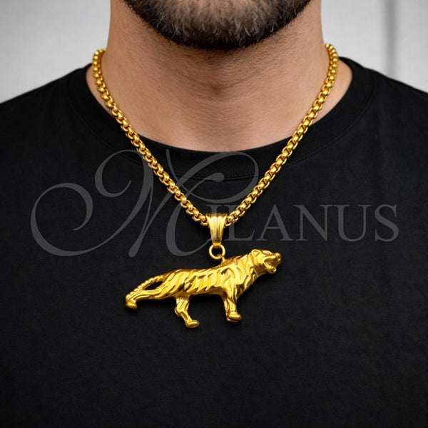 Stainless Steel Necklace — Pendant Necklace Box Design Polished 04. 03 MM — alternate product view — SKU 164771 | Acero Inoxidable collar — Pendant Necklace Box diseño pulido 04. 03 MM — SKU 164771