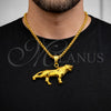 Stainless Steel Pendant Necklace, Box Design, Polished, Golden Finish, 04.461.0002.1.24 (03 MM Thickness, 24 Inches Length)