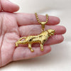 Stainless Steel Pendant Necklace, Box Design, Polished, Golden Finish, 04.461.0002.1.24 (03 MM Thickness, 24 Inches Length)