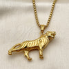 Stainless Steel Pendant Necklace, Box Design, Polished, Golden Finish, 04.461.0002.1.24 (03 MM Thickness, 24 Inches Length)
