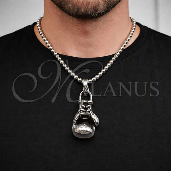 Stainless Steel Necklace — Pendant Necklace Box Design Polished 04. 03 MM — alternate product view — SKU 164772 | Acero Inoxidable collar — Pendant Necklace Box diseño pulido 04. 03 MM — SKU 164772