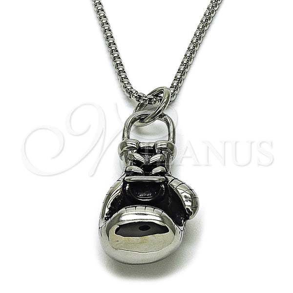 Stainless Steel Necklace — Pendant Necklace Box Design Polished 04. 03 MM — main product view — SKU 164772 | Acero Inoxidable collar — Pendant Necklace Box diseño pulido 04. 03 MM — SKU 164772
