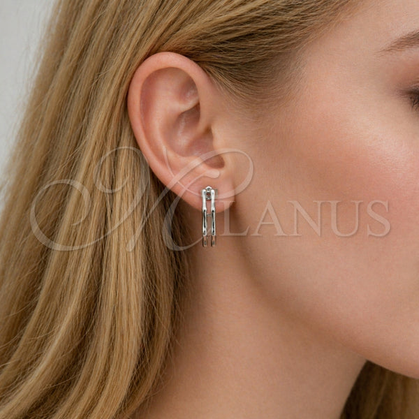 White Gold Filled Hoop Earrings — Small Hoop Polished 02. — alternate product view — SKU 164775 | Oro Laminado Blanco aretes de aro — Small Hoop pulido 02. — SKU 164775