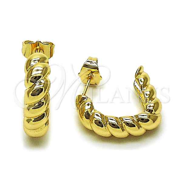 Gold Filled Hoop Earrings — Medium Hoop Twist Design Polished 02. — main product view — SKU 164780 | Oro Laminado aretes de aro — Medium Hoop Twist diseño pulido 02. — SKU 164780