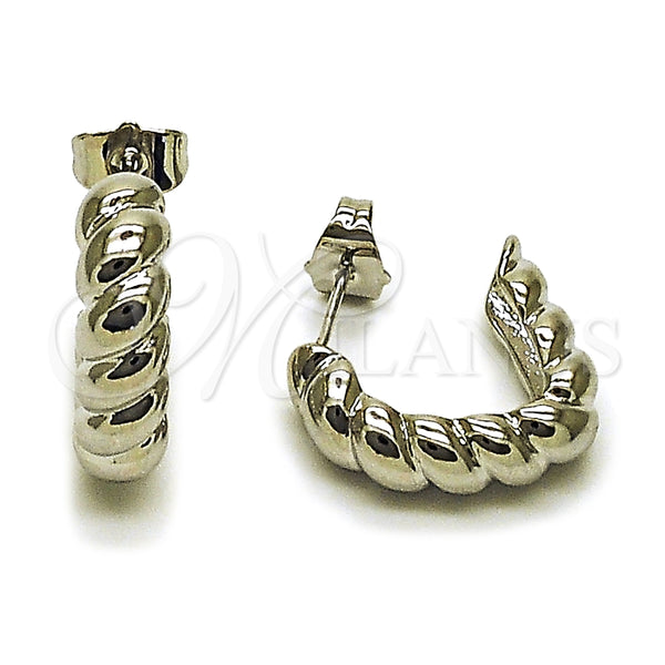 White Gold Filled Hoop Earrings — Medium Hoop Twist Design Polished 02. — main product view — SKU 164781 | Oro Laminado Blanco aretes de aro — Medium Hoop Twist diseño pulido 02. — SKU 164781