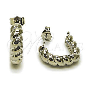 White Gold Filled Hoop Earrings — Medium Hoop Twist Design Polished 02. — main product view — SKU 164781 | Oro Laminado Blanco aretes de aro — Medium Hoop Twist diseño pulido 02. — SKU 164781