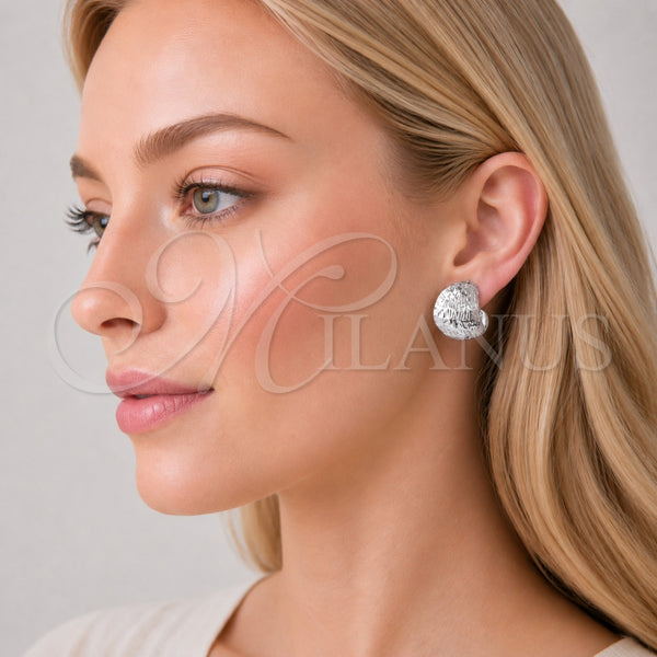 White Gold Filled Hoop Earrings — Small Hoop Diamond Cutting 02. — alternate product view — SKU 164782 | Oro Laminado Blanco aretes de aro — Small Hoop Diamond Cutting 02. — SKU 164782