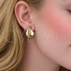 Oro Laminado Stud Earring, Gold Filled Style Teardrop Design, Polished, Golden Finish, 02.163.0419