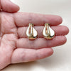 Oro Laminado Stud Earring, Gold Filled Style Teardrop Design, Polished, Golden Finish, 02.163.0419