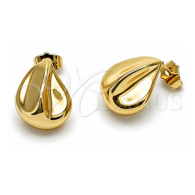 Oro Laminado Stud Earring, Gold Filled Style Teardrop Design, Polished, Golden Finish, 02.163.0419