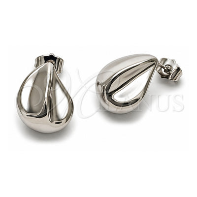 White Gold Filled Stud Earring, Teardrop Design, Polished, Rhodium Finish, 02.163.0419.1