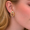 Oro Laminado Stud Earring, Gold Filled Style Four-leaf Clover Design, Polished, Golden Finish, 02.163.0420
